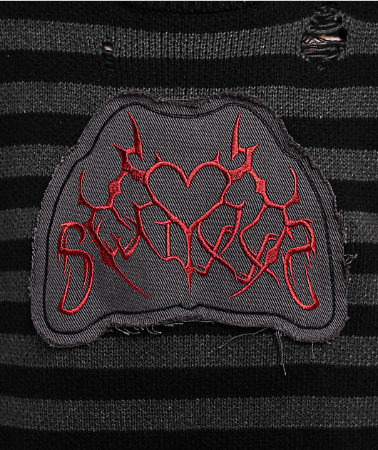 SWIXXZ Cyber Heart Black Stripe Sweater | Zumiez