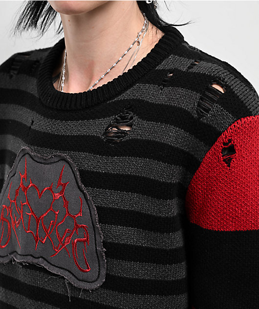 SWIXXZ Cyber Heart Black Stripe Sweater | Zumiez
