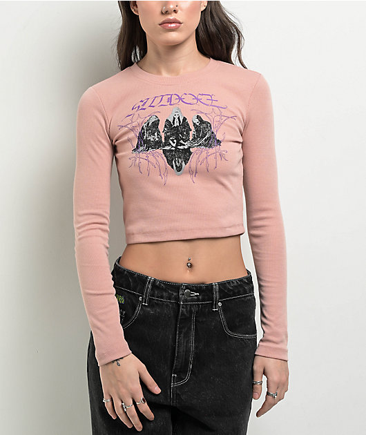 SWIXXZ Dark Castles Pink Long Sleeve Crop T-Shirt | Zumiez