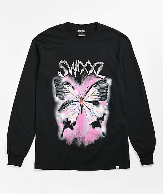 SWIXXZ Delicate Wings Black Long Sleeve T-Shirt