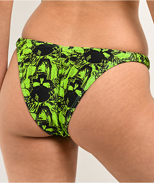 SWIXXZ Grunge Skull Green Bikini Bottom | Zumiez