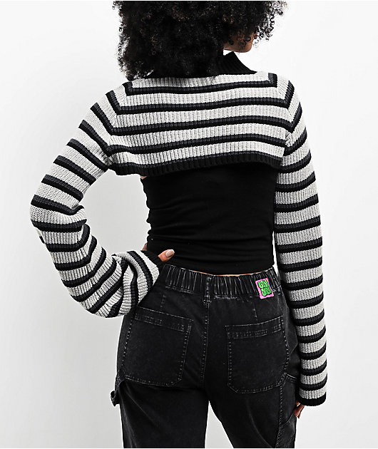 SWIXXZ Heavenly Black & Grey Shrug Crop Tank Top Set