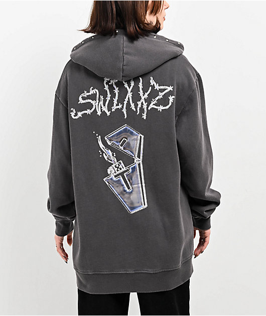 SWIXXZ Lighter Studded Grey Zip Hoodie