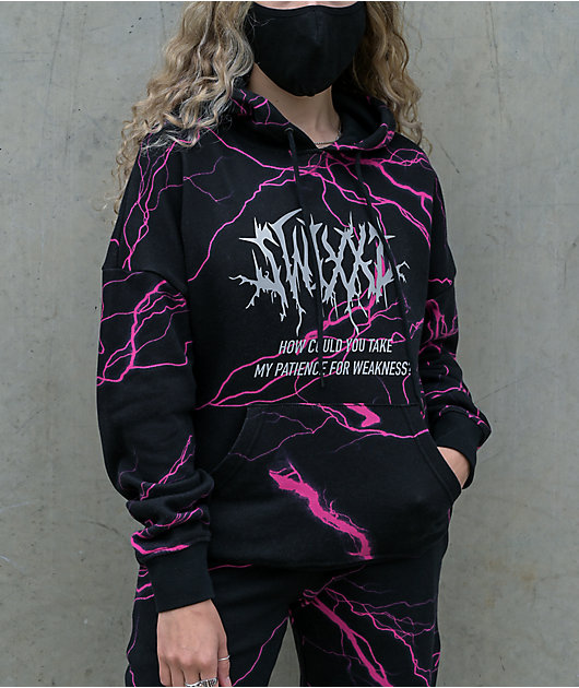 SWIXXZ Lightning Black & Pink Hoodie