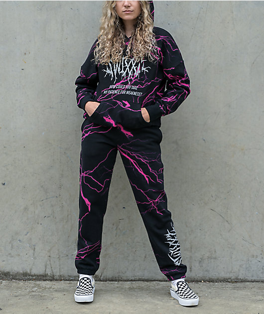 SWIXXZ Lightning Black & Pink Hoodie