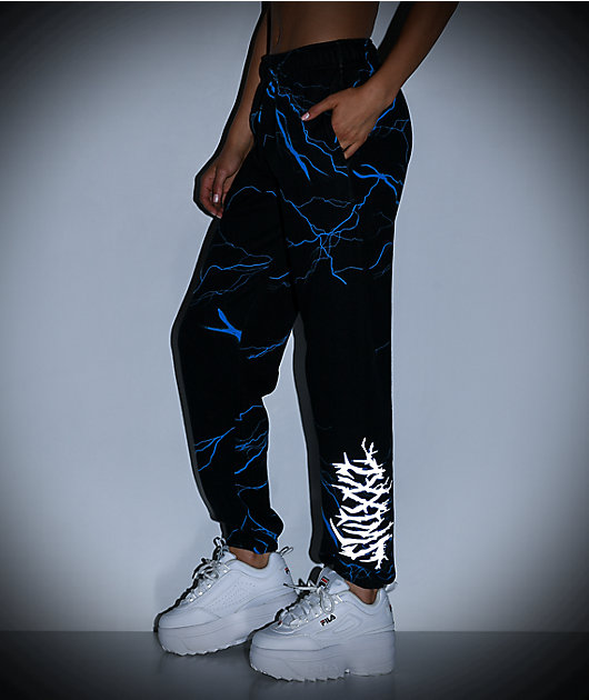 blue and black sweatpants