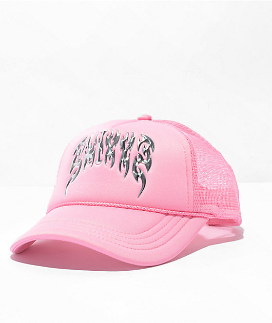 【S/E/O】EXPLORER TRUCKER CAP PINK (EXCLUSIVE) SWIXXZ Pink Chrome Trucker Hat | Zumiez