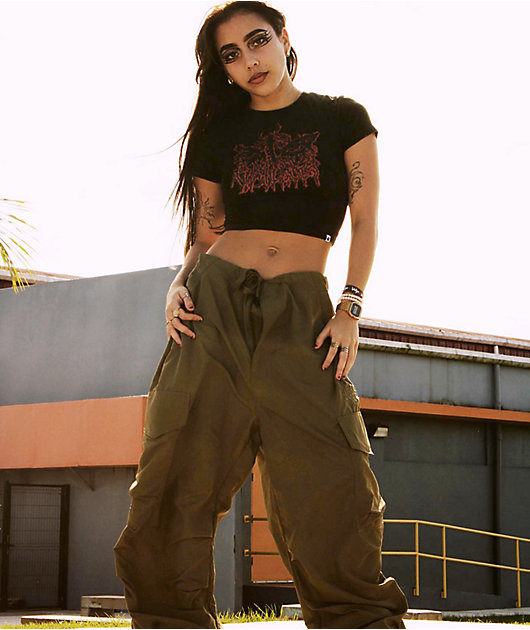 SWIXXZ Punk Eyes Baby Black Crop T-Shirt | Zumiez