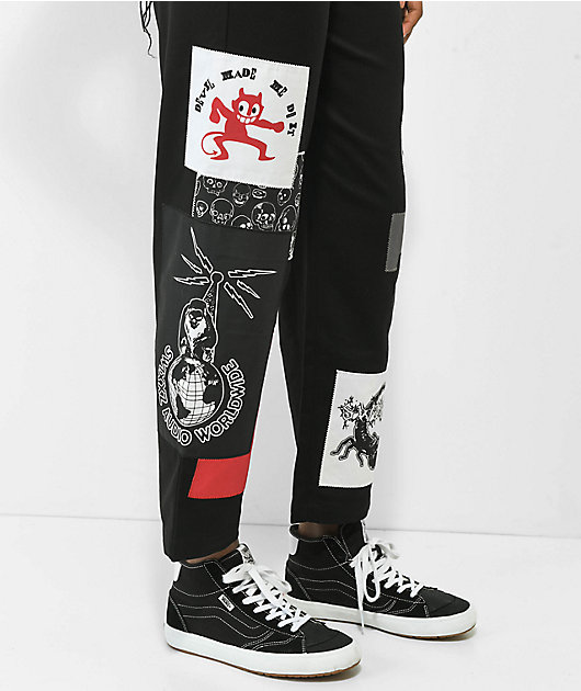 SWIXXZ Punk Patched Set Pantalones Negros