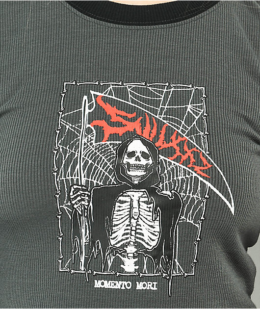SWIXXZ Reaper Mixed Grey & Black Crop Long Sleeve T-Shirt
