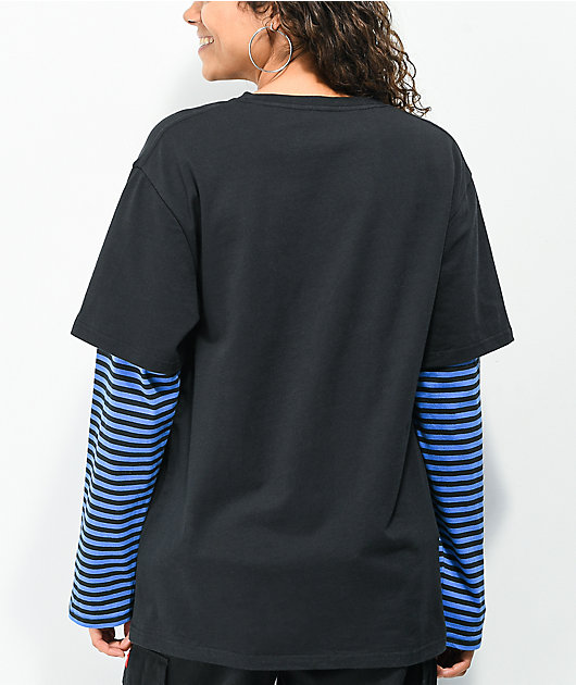 SWIXXZ Reaper Stack Black & Blue Layered Long Sleeve T-Shirt | Zumiez