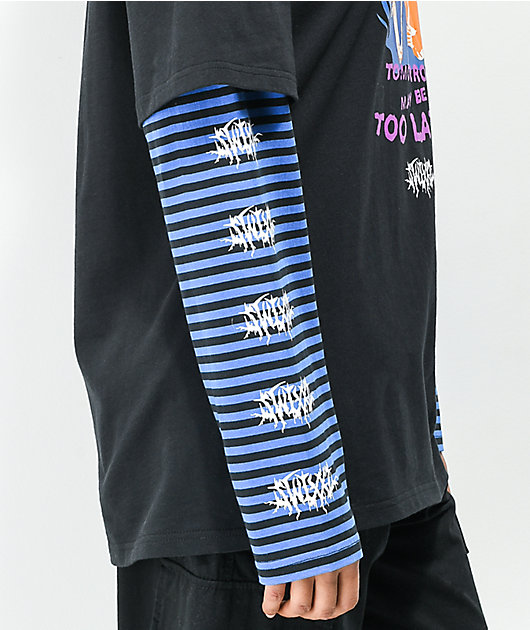 SWIXXZ Reaper Stack Black & Blue Layered Long Sleeve T-Shirt | Zumiez