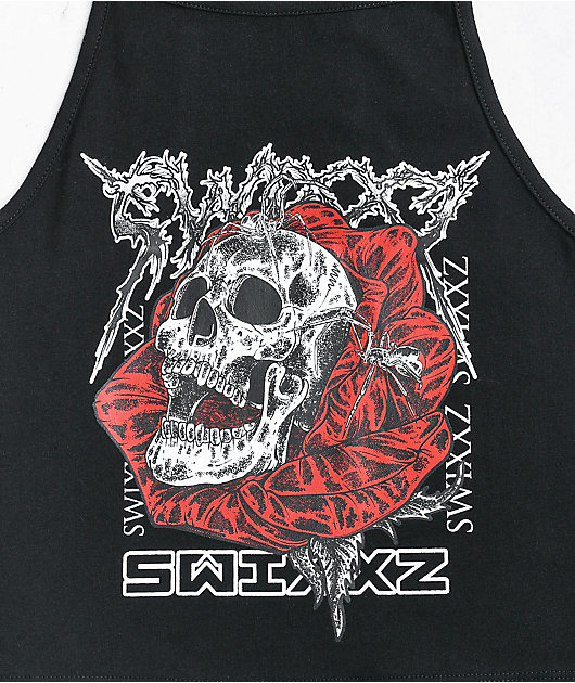 SWIXXZ Reign Of Terror Black Crop Tank Top