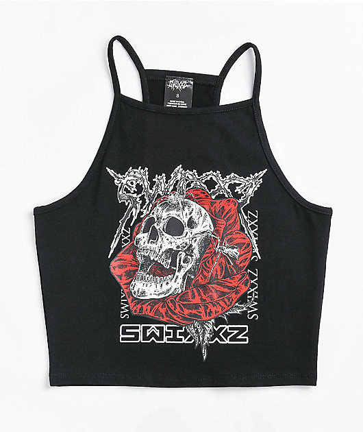 SWIXXZ Reign Of Terror Black Crop Tank Top