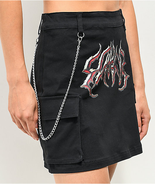 SWIXXZ Rustic Metal Black Cargo Skirt