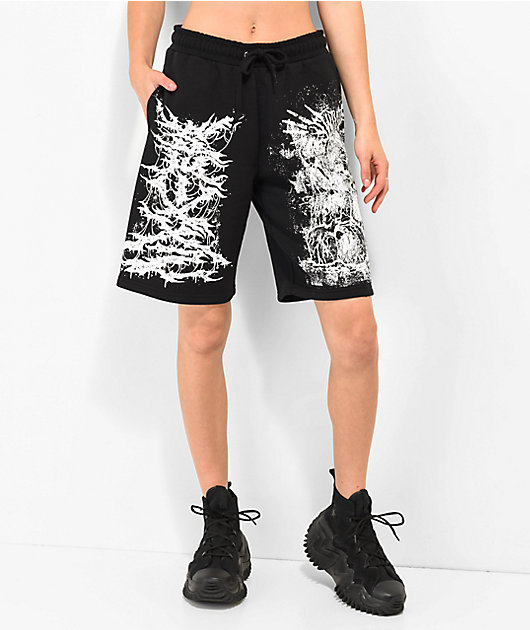 SWIXXZ Skull Pile Black Sweat Shorts Zumiez