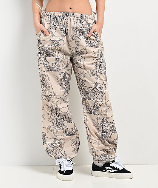 HiandのFluffy dot Pants SWIXXZ Small Dog Natural Parachute Pants | Zumiez