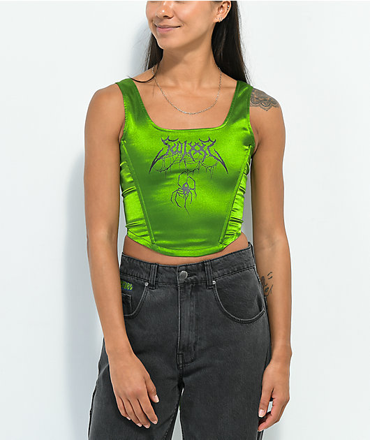 SWIXXZ Spider Green Corset Tank Top | Zumiez