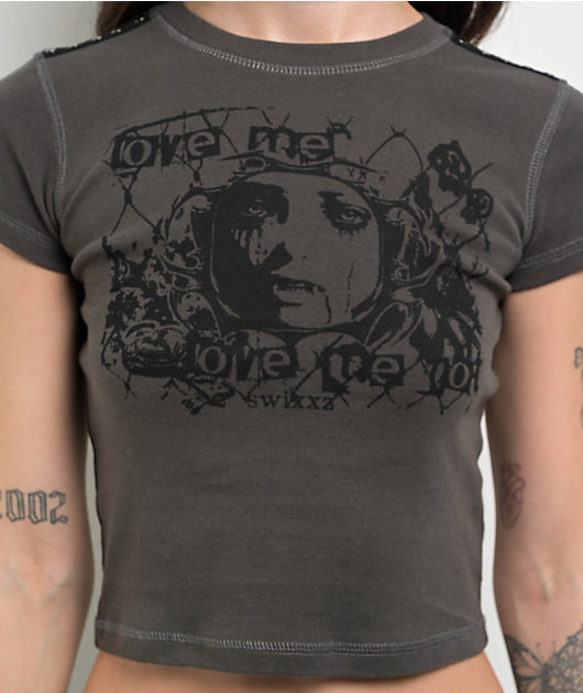 SWIXXZ Studded Grey Baby T-Shirt | Zumiez