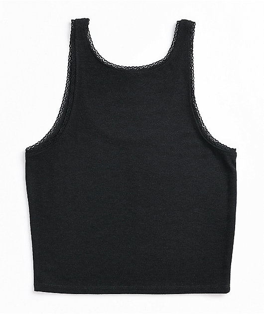 SWIXXZ Tangled Lace Black Crop Tank Top