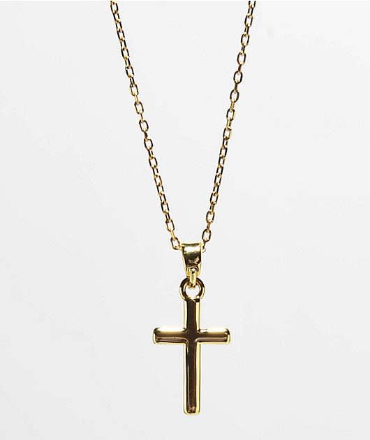 Saint Midas Dainty Cross 16" Gold Chain Necklace
