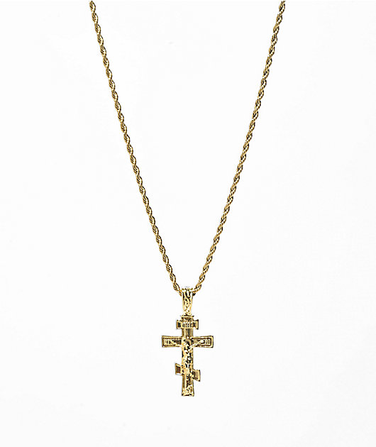 Saint Midas Diamond Crucifix 10" Gold Pendant Necklace