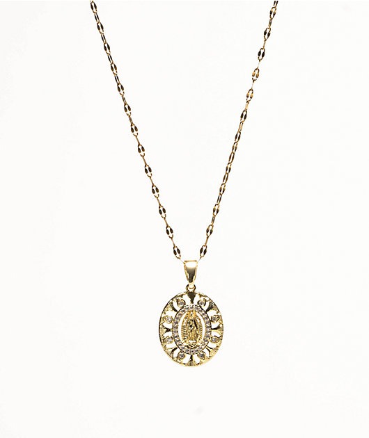 Saint Midas Diamond Cut Guadalupe 18" Gold Necklace