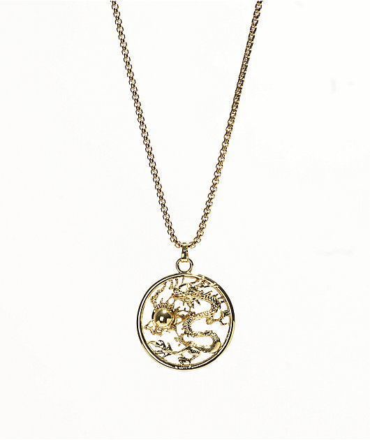 Saint Midas Golden Dragon 24" Necklace