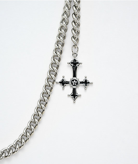 Saint Midas Gothic Cross Silver Pocket Chain