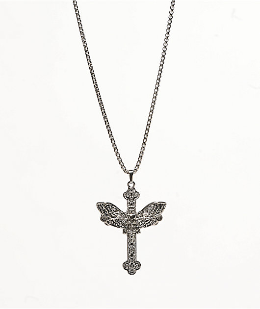 Saint Midas Gothic Moth 22" Silver Necklace