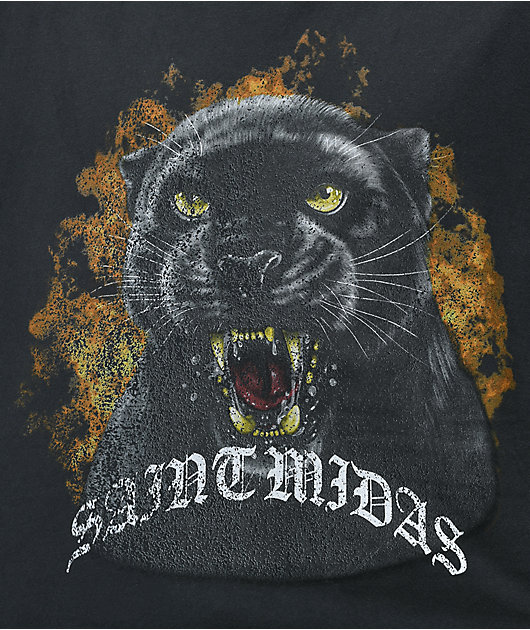 Saint Midas Panther Vintage Dye Black T-Shirt