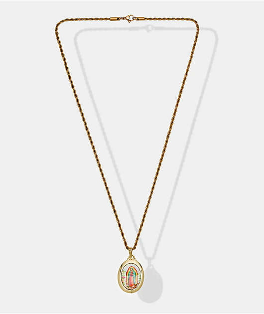 Saint Midas Pray For Us Guadalupe 20" Gold Chain Necklace