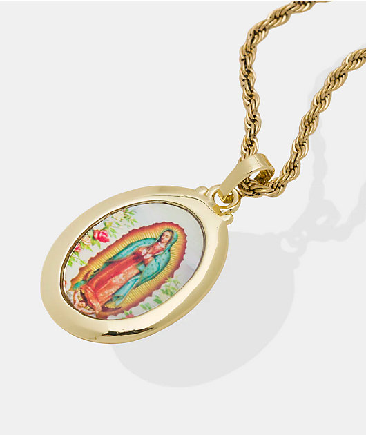 Saint Midas Pray For Us Guadalupe 20" Gold Chain Necklace