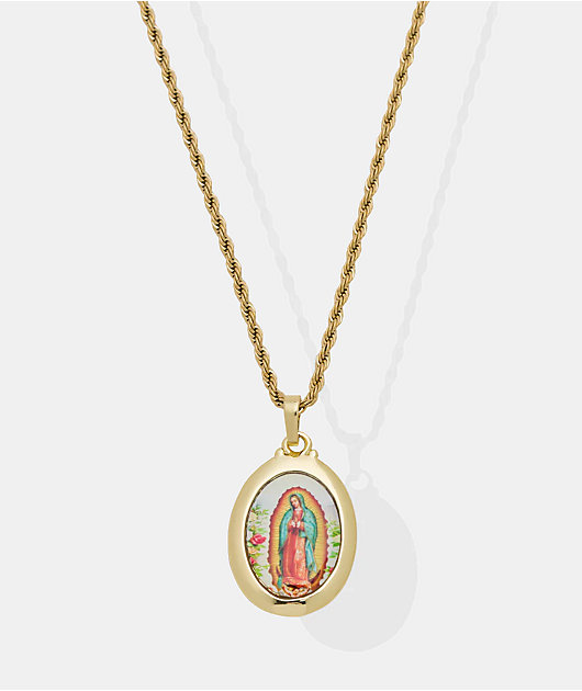 Saint Midas Pray For Us Guadalupe 20" Gold Chain Necklace