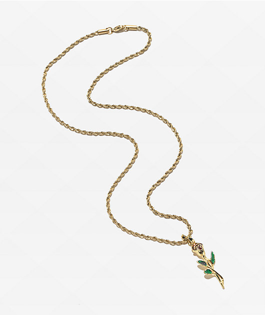 Saint Midas Rose Pendant collar con cadena de oro de 20