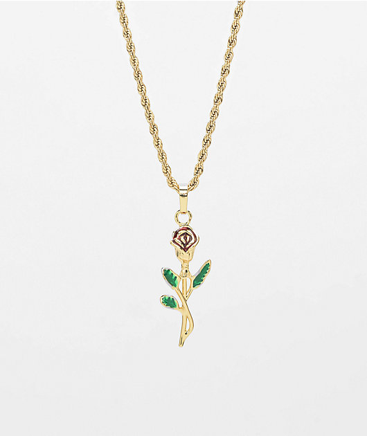 Saint Midas Rose Pendant collar con cadena de oro de 20