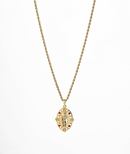 Saint Midas Ruby Saint Judas 10" Gold Pendant Necklace