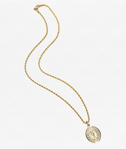 Saint Midas Saint Judas Crystal Pendant 20" Gold Chain Necklace