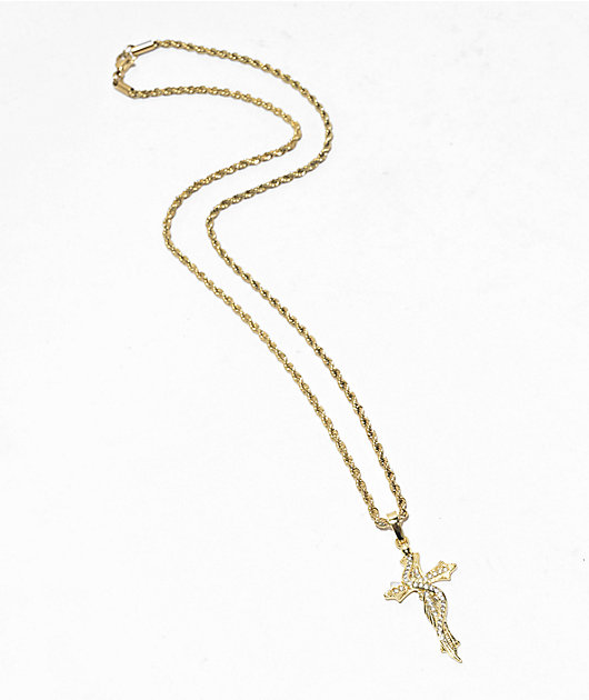 Saint Midas Serpent Cross 20" Gold Chain Necklace