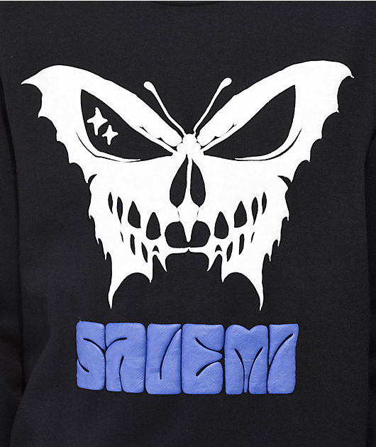 Salem7 Butterfly Black Crewneck Sweatshirt