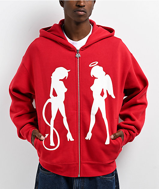 Salem7 Duality Red Zip Hoodie Zumiez