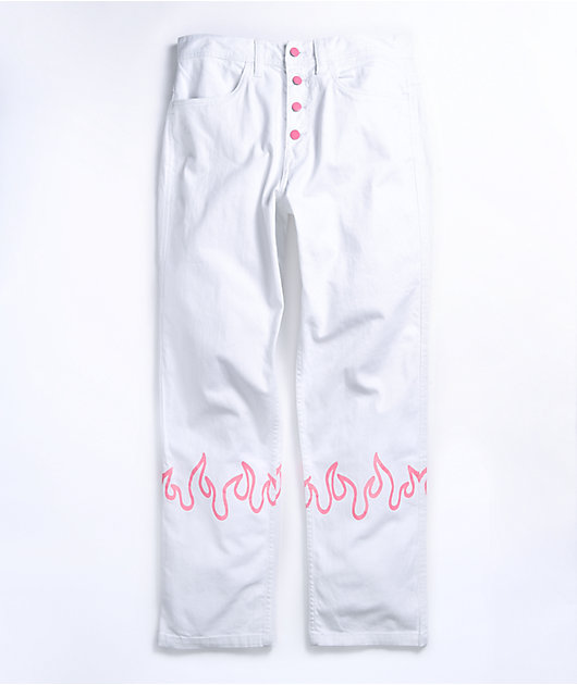 Salem7 Flame White and Pink Pants