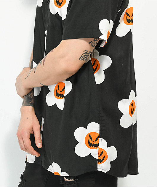 Salem7 Ghoulfriend Black Short Sleeve Button Up Shirt