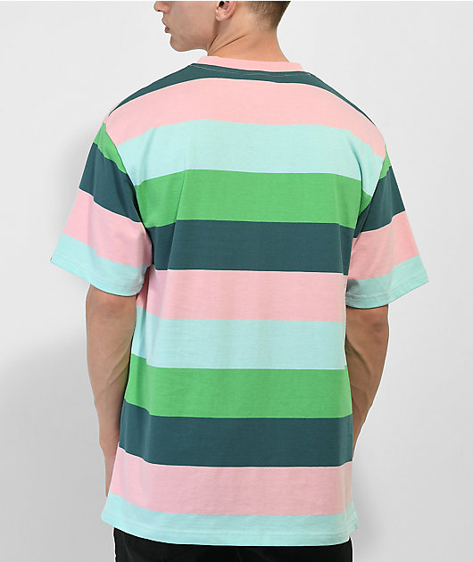 Salem7 Gross Pink & Green Stripe T-Shirt