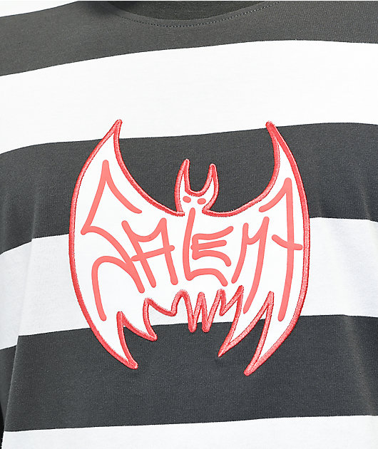 Salem7 Hoodbat Black & White Stripe Long Sleeve T-Shirt