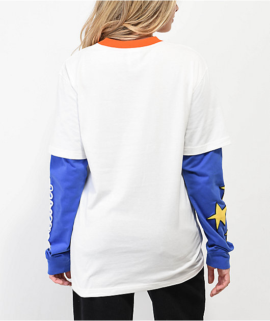 Salem7 Stargirl White & Blue 2fer Long Sleeve T-Shirt | Zumiez