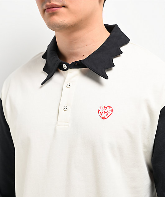 Salem7 Vamp Black & White Long Sleeve Polo Shirt | Zumiez