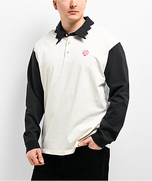 Salem7 Vamp Black & White Long Sleeve Polo Shirt | Zumiez