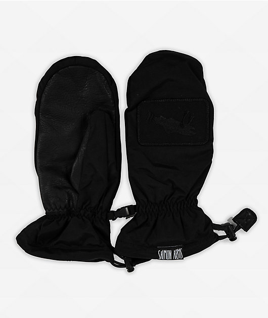 Salmon Arms Classic Black & Black Snowboard Mittens