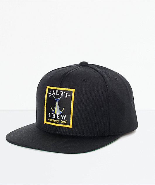 Salty Crew Chasing Tail Patch Black Snapback Hat
